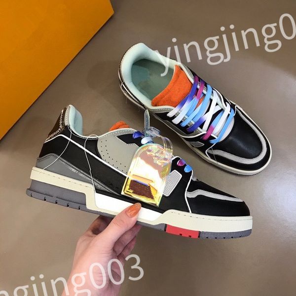 

luxurys designer woman shoe leather lace up men fashion platform sneakers white black mens womens casual shoes chaussures size 39-44 rd1012