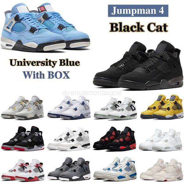 

4s retor basketball shoes black cat red thunder unversity blue