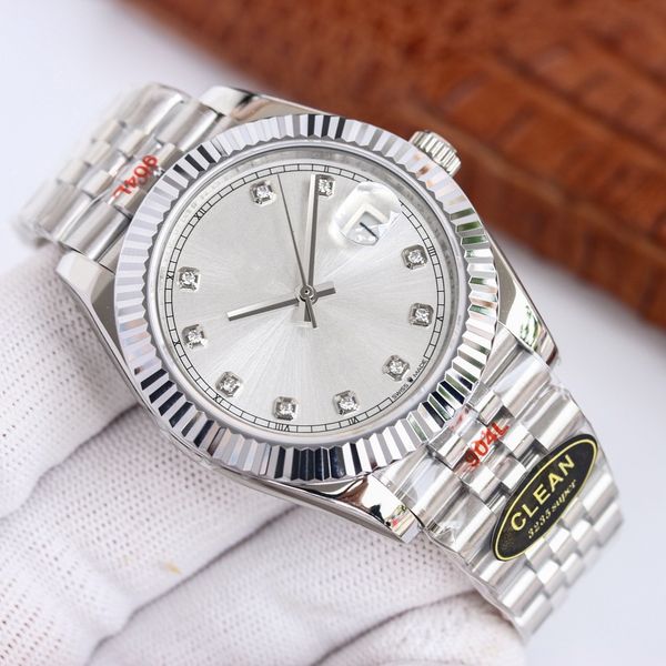 

luxury men's automatic watch diamond dial size 41mm automatic watch mechanical sapphire mirror diary series montre de lu, Slivery;brown