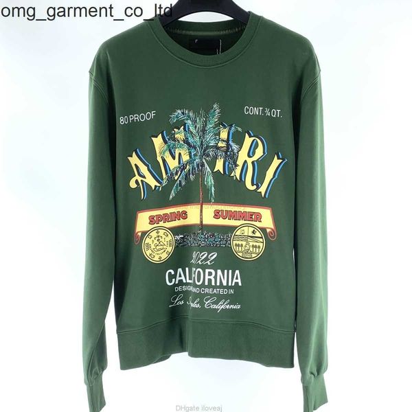 

designer clothing mens sweatshirts hoodies new amirs coconut letter printing pattern round neck long sleeve versatile green long sweater wom, Black