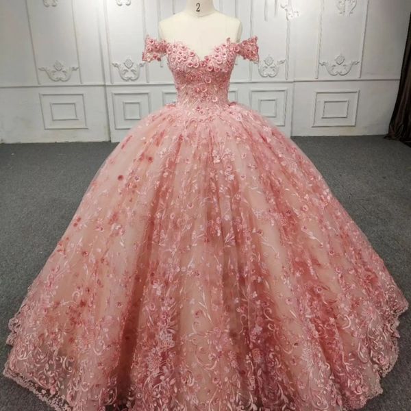 

pink off-shoulder ball gown quinceanera dresses applique beads vestidos de 15 anos tull skirt princess party gowns, Blue;red