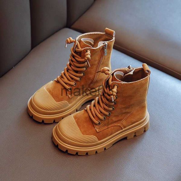 

boots kid metal buckle zip flock shoes girl boy mountaineering ankle boot 2022 autumn child square heel outside walk shoe 2636 j230816, Black;grey