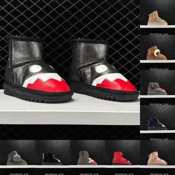 

kids snow boots designer boot boys girl animal cartoon short ankle booties australia wgg chestnut grey classic boys girls cut suede glitter, Black