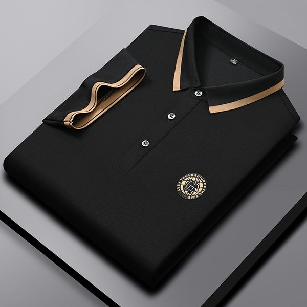 

mens polos high grade drilling fashion embroidery polo shirt mens short sleeved tshirt summer ice silk cotton breathable paul 230815, White;black