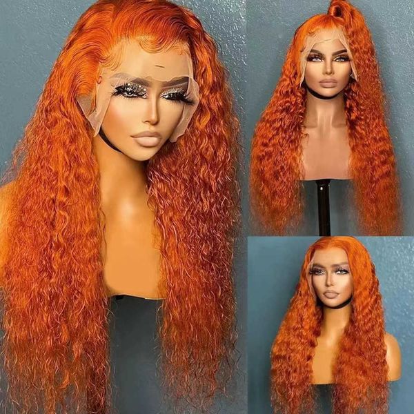 

small curly long hair lace wig set new product long curly hair orange lace wig head cover 230816, Black