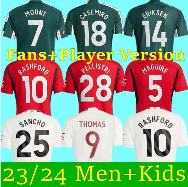 

sancho 22 23 24 soccer jerseys antony martinez rashford casemiro eriksen 2024 2023 football shirt fans player mans utds bruno b. fernandes m, Black;yellow