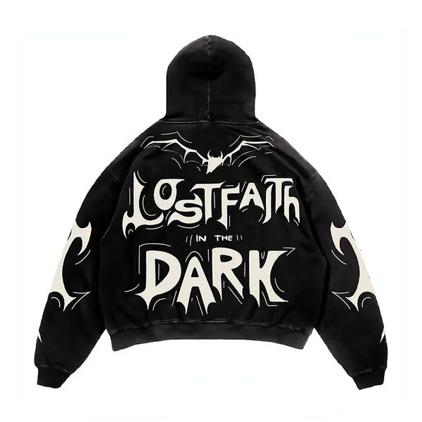 

women's hoodies sweatshirts y2k retro slouchy bat print hoodies women sweater oversized loose street couples sweatshirt american goth c, Black