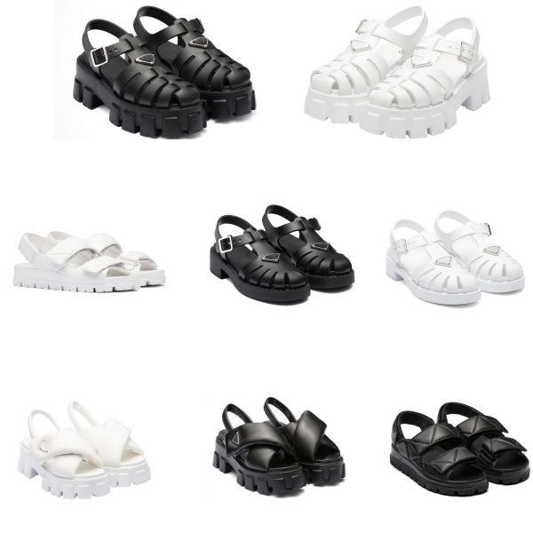 

new monolith foam rubber 55mm black white rubber thick soled gear hollow heightening buckle roman tide outdoor beach sandals