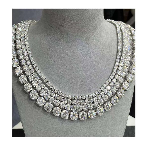 

pretty vvs moissanite diamond tennis chain necklace sier jewelry color tennis chain, Silver