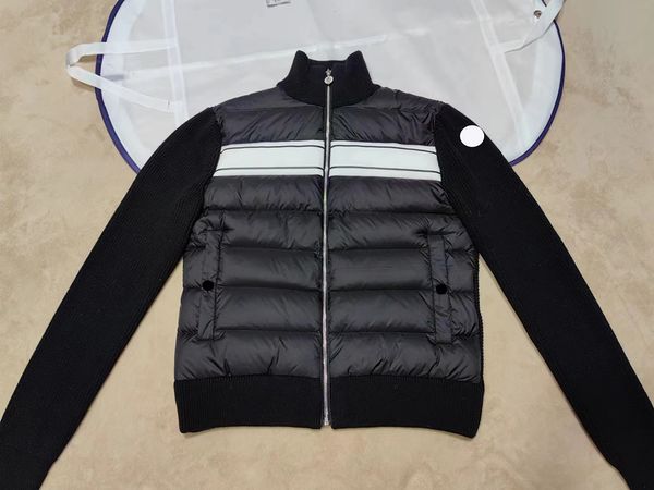 

mens knitted down jacket 70th anniversary commemorative edition new epaulet design warmest down jackets womens designer coats winter parka, Black