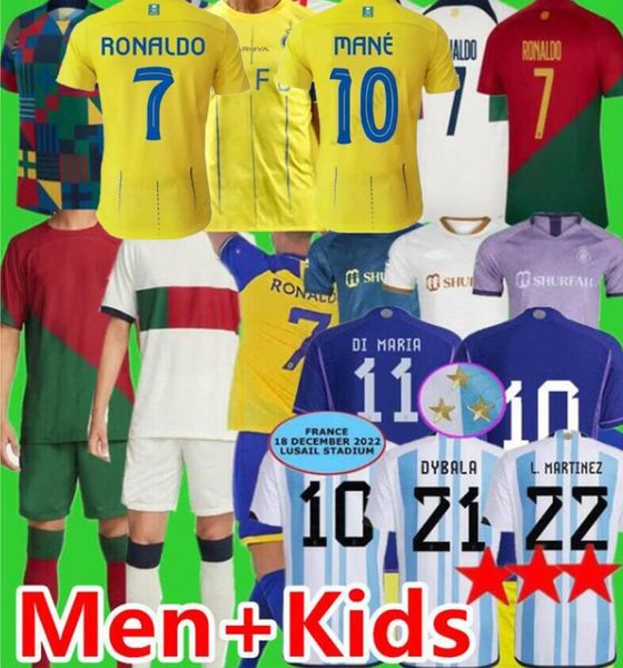 

star argentina 3 al nassr fc soccer jerseys 2023 2024 cr7 men kids ronaldo bernardo joao felix child football shirts boys 23 24 messis j.alv, Black