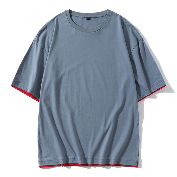 

lw 26 thread count cotton drop shoulder mid sleeve fake two pieces a