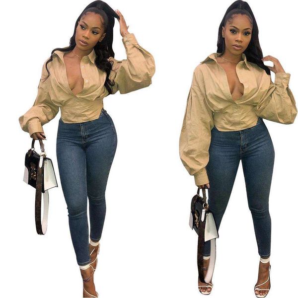 

womens fashioned slimming blouses quality pure color lantern sleeves shirt, White