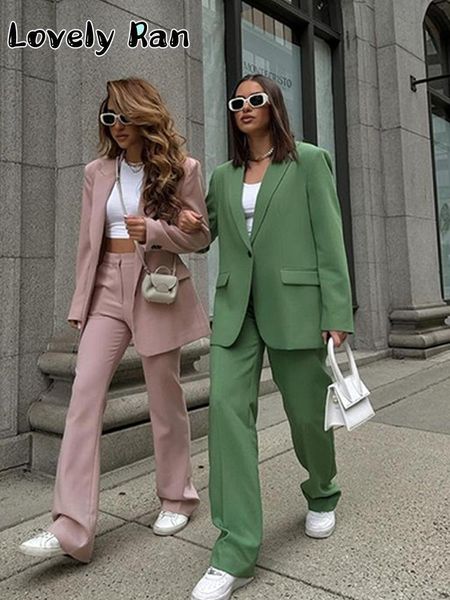 

women's two piece pants office ladies blazer pant sets women fashion two pieces set v-neck long sleeve chic blazer wide leg pants suits, White