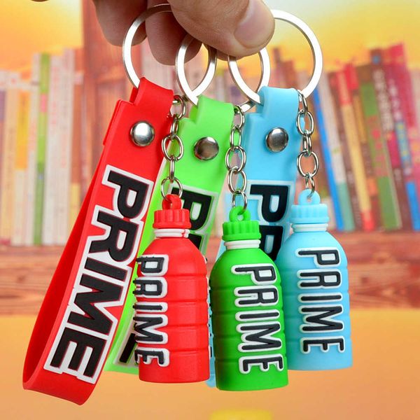 

1o7h key rings prime drink bottle keychain pvc soft rubber energy bottle car keychain pendant, Slivery;golden