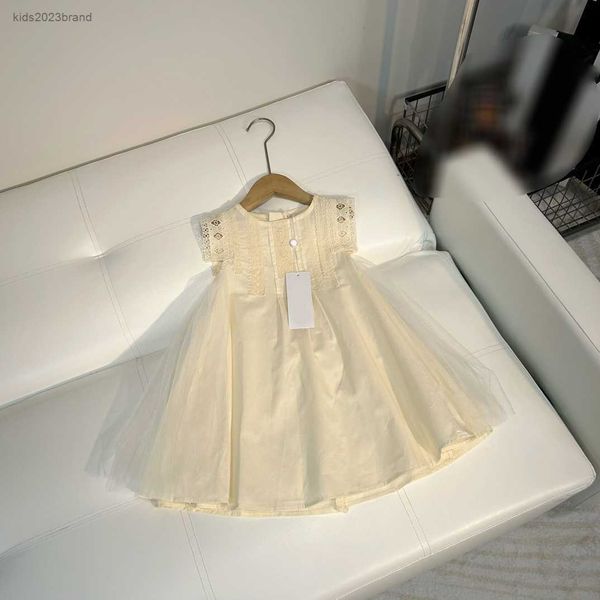

designer baby dress hollow out design kids skirt lace decoration girl skirt size 100-150 cm sleeveless one-piece dress luxurious july11, Red;yellow