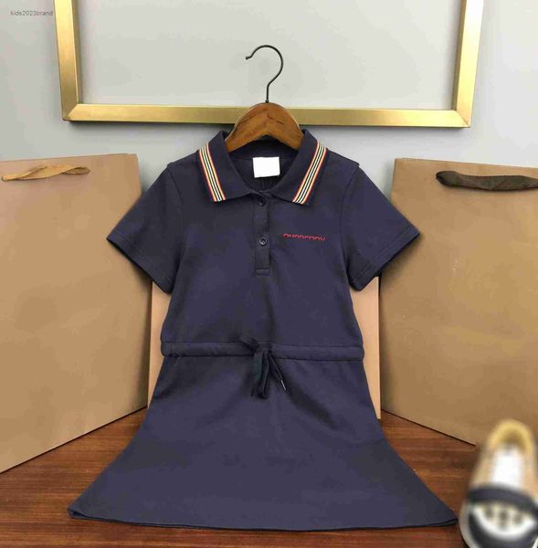 

designer baby clothes polo design kids dress size 120-160 cm girl summer dress fashion child lace up waist design skirt june15, Red;yellow