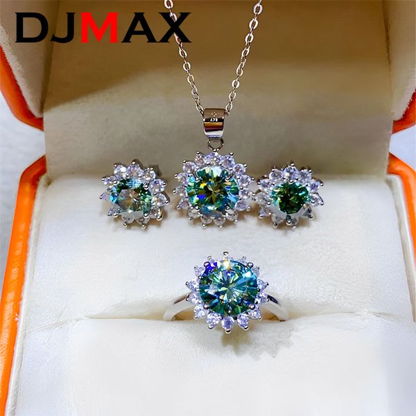 

wedding rings djmax diamond jewelry sets for women original 925 sterling silver sunflower lady's diamond rings pendant earrings 230815, Slivery;golden
