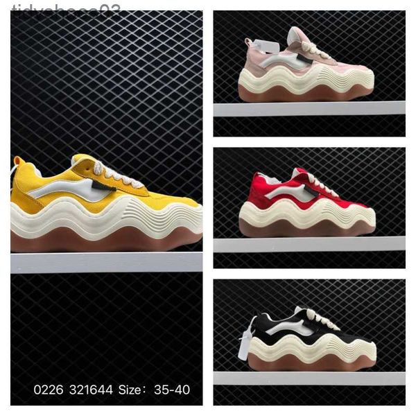 

men women casual shoes heyday platform sports sneakers wavy bread jogging fitness shoes thick soled rubber trainers designer canvas stitchin, Black