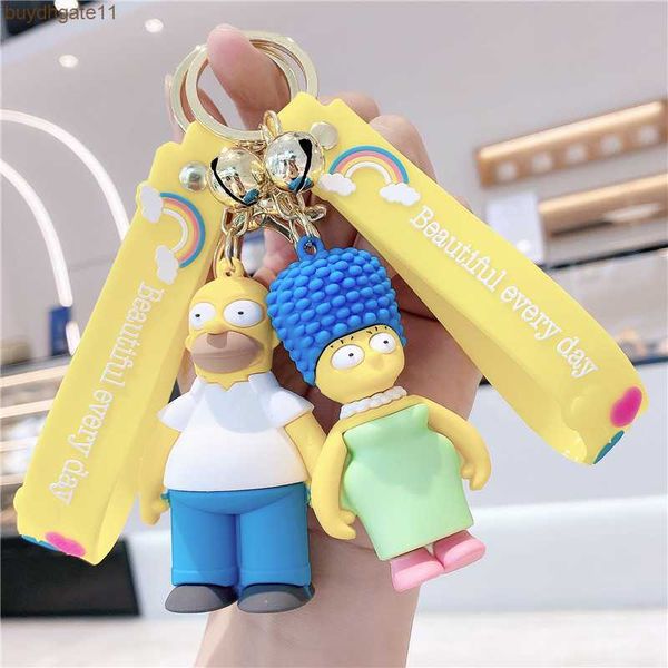 

68sf key rings ins super fashion brand doll keychain pendant personalized creative couple keychain cartoon doll pendant, Slivery;golden