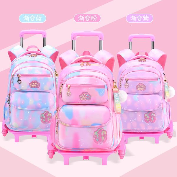 

backpacks cute girls wheel school bags children primary school trolley backpack satchel kids book bag princess schoolbag mochila infantil 23