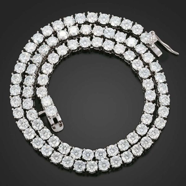 

hq gems classic jewelry moissanite stone tennis chain mens tennis chain necklaces, Silver