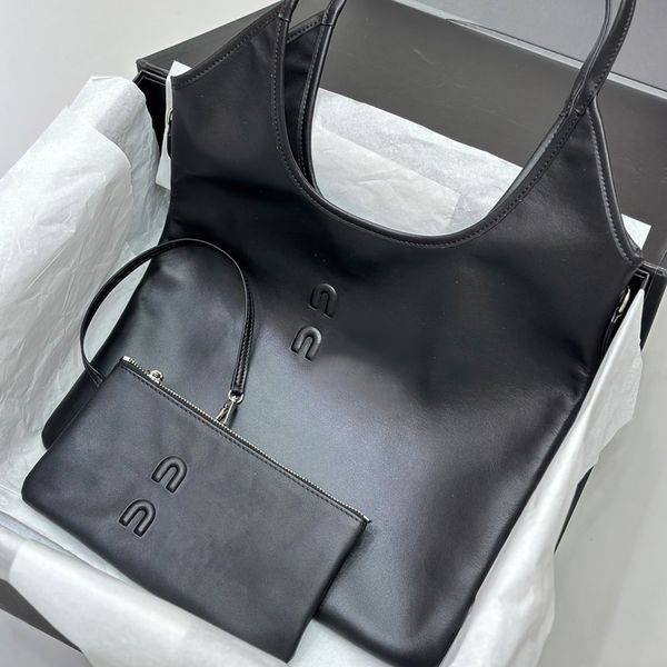 

fashion shoulder bag underarm handbag large capacity tote bags solid color genuine leather letter embossing travel shopping handbags zipper