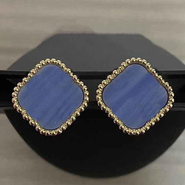 

designer van clover stud earring luxury four-leaf classics charm earrings women jewelry womam flower earing 18k gold plated 5744, Golden;silver