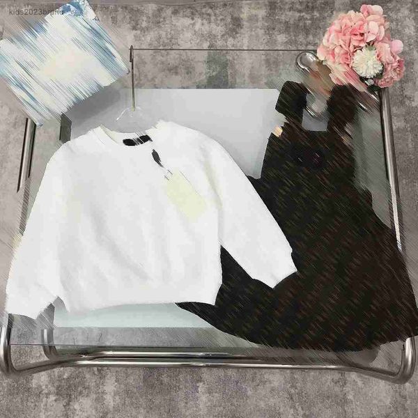 

kids dress designer baby clothes size 100-150 cm two-piece suit letter logo jacquard long sleeved sweater and strap skirt july26, White