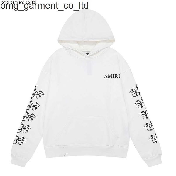 

new designer fashion brand amirs print hoodie men women couple large pullover 2023ss loose mens womens hoodie, Black