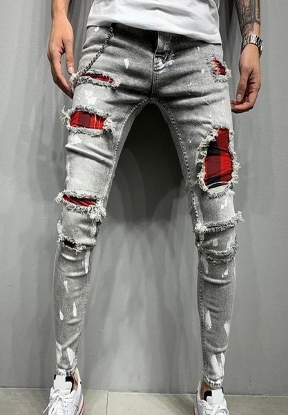 

slimfit jeans ripped pants painted patch beggar jumbo size s3xl1411628, Blue
