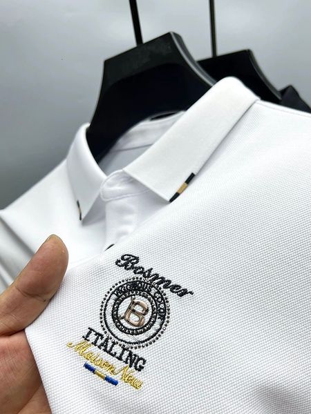 

mens polos high end brand mens long sleeved exquisite embroidery polo shirt casual fashion lapel tshirt solid color wrinkle resistant 230815, White;black