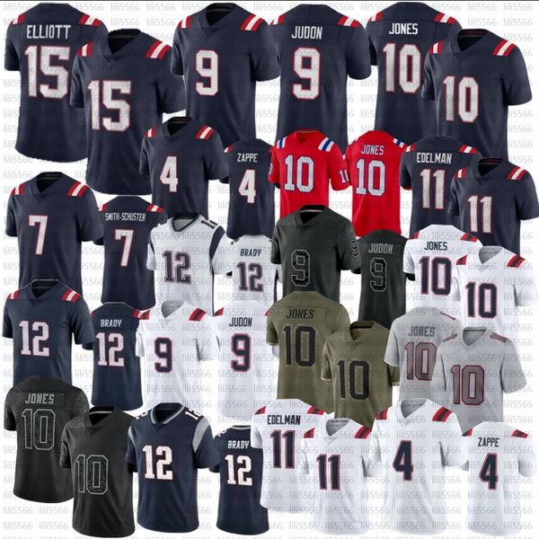 

tom brady mac jones football jersey patriots matt judon ezekiel elliott julian edelman bailey zappe juju smith-schuster jerseys stitched, Black;red