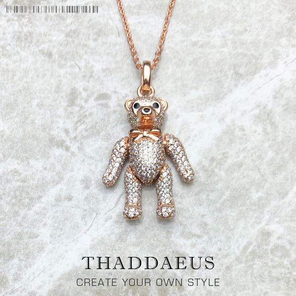 

pendant necklaces necklace rose gold teddy bear summer brand cute fine jewelry europe 925 sterling silver gift for women 230815