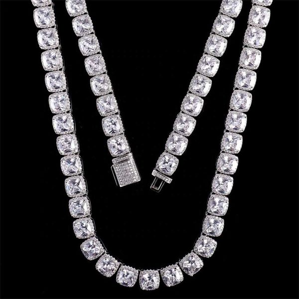 

5mm 6mm iced out vvs moissanite baguette tennis chain for men pure sier, Silver
