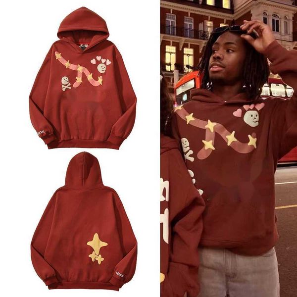 

chaopai foaming printing high street casual loose hooded sweater for men and women couples with plush hoodie gz82 kahr, Black