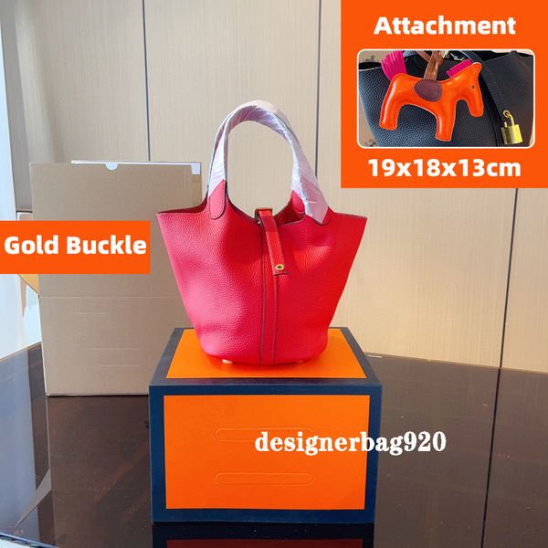 

designers bags bucket bag large shoulder bag genuine leather handbags gold or silver buckle thick strap black tote bag travel office shoppin