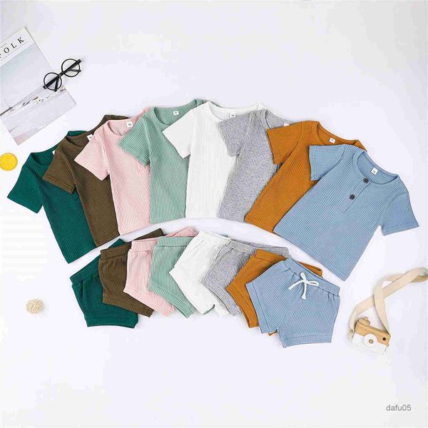 

clothing sets baby newborn infant baby boys clothes set knitted t-shirt shorts casual clothing summer costumes r230816, White