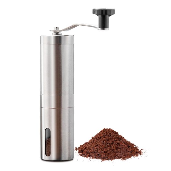 

yuexuan manual coffee grinder, portable stainless steel burr coffee bean grinder, travel, camping, kitchen & office, small hand coffee grind