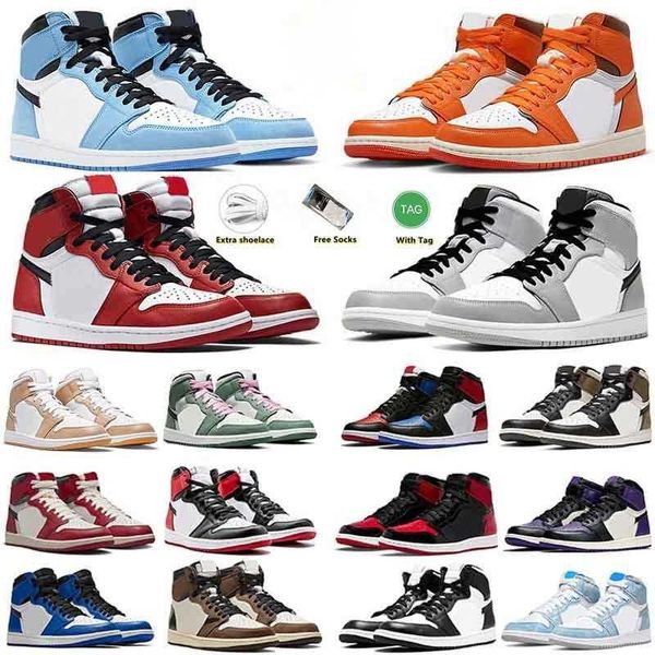 

basketball shoes jumpman 1 mens 1s designer sneakers hyper royal dark mocha chicago leather obsidian unc white lucky rubber blue green women