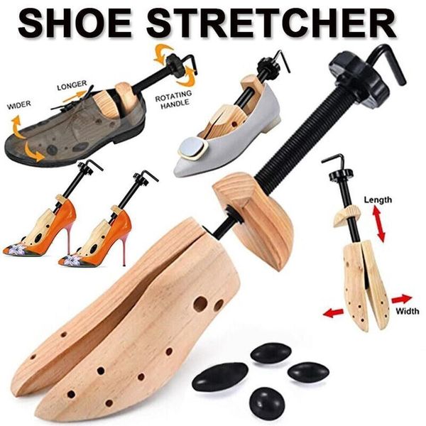 

shoe parts accessories 2-way adjustable shoe stretcher shoes tree shaper rack pine wood shoe expander for man women shoe accessories sml 230, White;pink