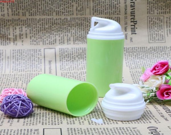 

50ml 80ml fashion green empty cosmetic airless bottle plastic treatment pump travel bottles makeup tools 100pcslothigh quantlty5989379
