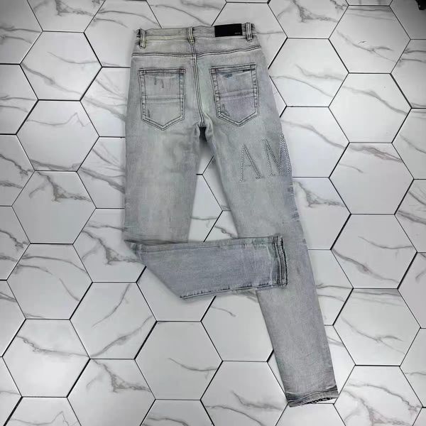 

hm6255 mens jeans distressed motorcycle biker jean rock skinny slim ripped hole stripe fashionable snake embroidery denim pants, Blue