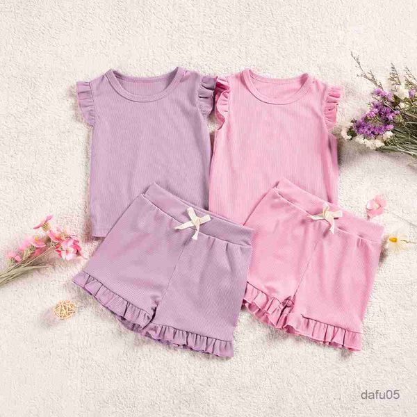 

clothing sets baby girls clothes sets 2pcs summer suits for kids sleeve t-shirt and shorts children clothing r230816, White