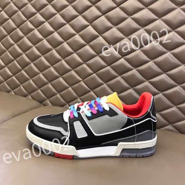 

new luxury quality casual shoes brand men sneaker leather trainers man technical rubber runner sports lug sole walking size 39-44 rd1012, Black