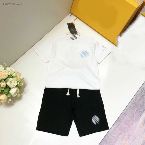 

designer baby summer sets kids tracksuit size 100-160 cm 2pcs front and rear logo printed t-shirt and lace up shorts july10, White