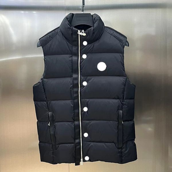 

luxury designer men vests women's embroidery badge logo zipper stand neck sleeveless puffer vest couple thickened warm men gillet winte, Black;white