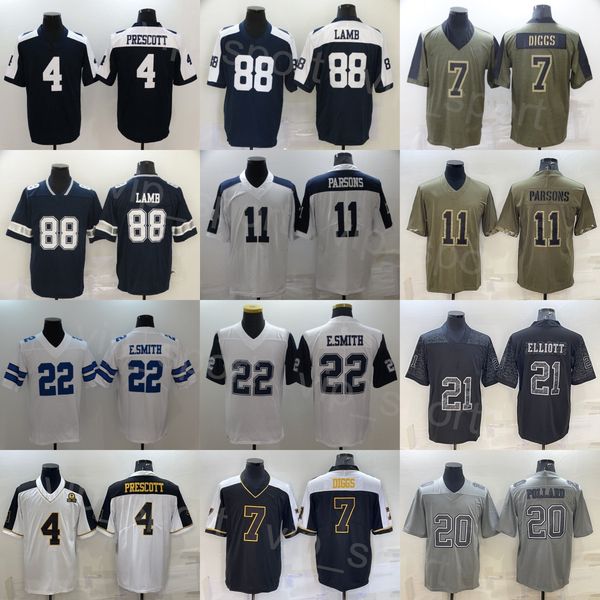 

mans football 20 tony pollard jersey 11 micah parsons 7 trevon diggs 88 ceedee lamb 4 dak prescott 21 ezekiel elliott thanksgiving stitched, Black;red
