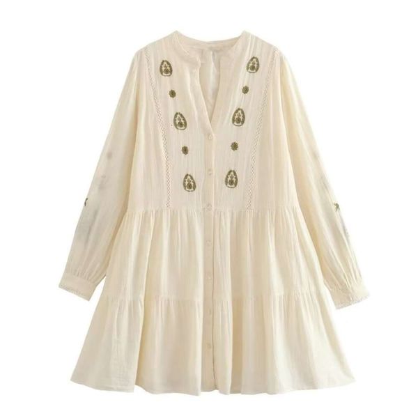 

summer style womens long sleeved embroidered loose dress, Black;gray