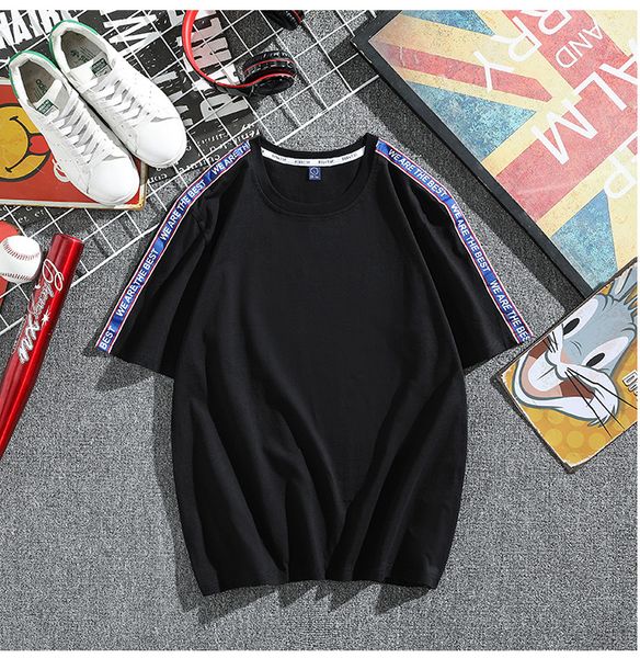 

dt 8713 # chaopai washed cotton ribbon t-shirt